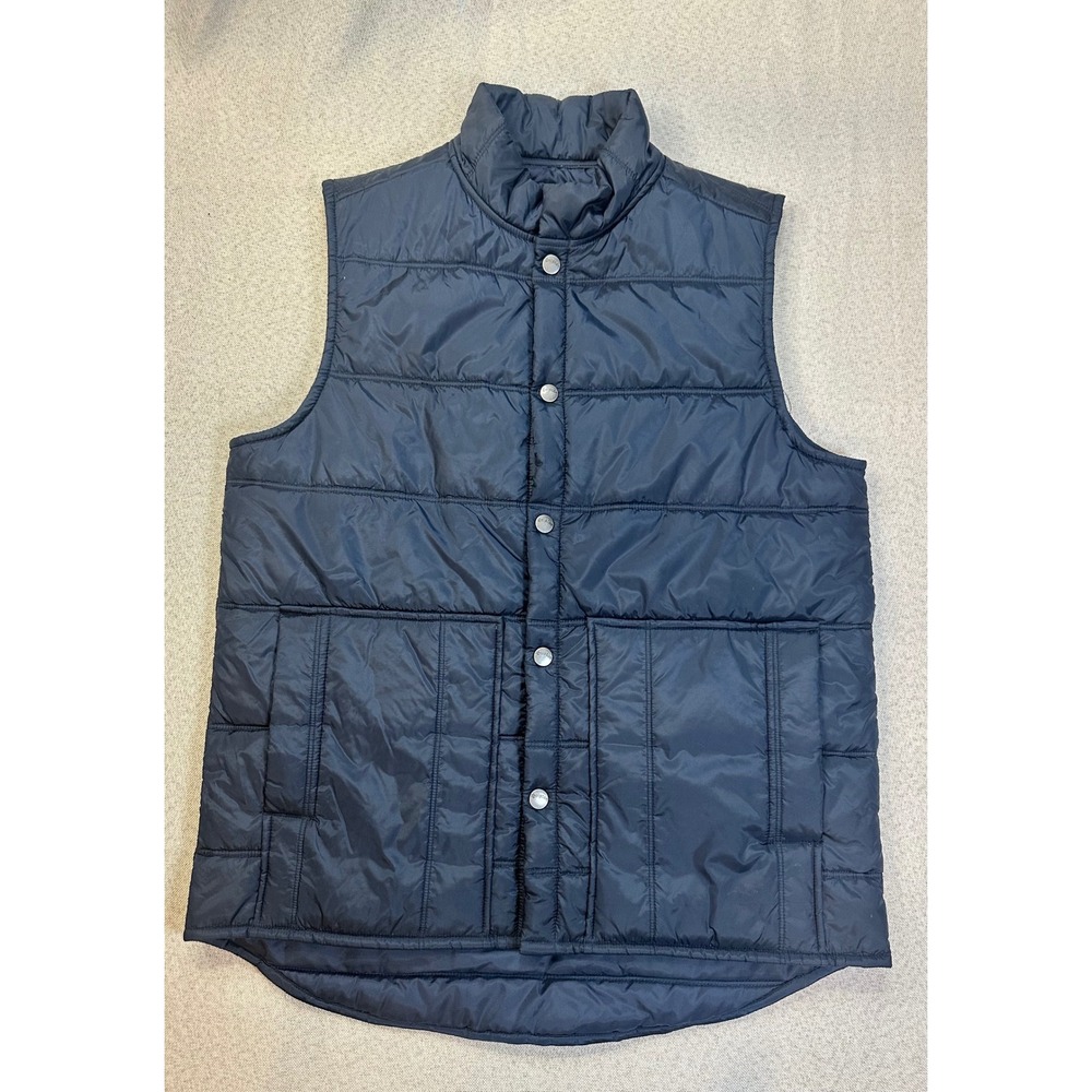 Brixton Cass Navy Blue Quilted Puffer Vest Mens Small Snap Front Nylon Layering
